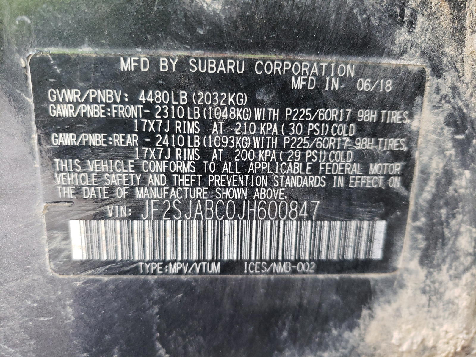 Photo 10 from auction – 2018 SUBARU FORESTER 2 with VIN JF2SJABC0JH600847