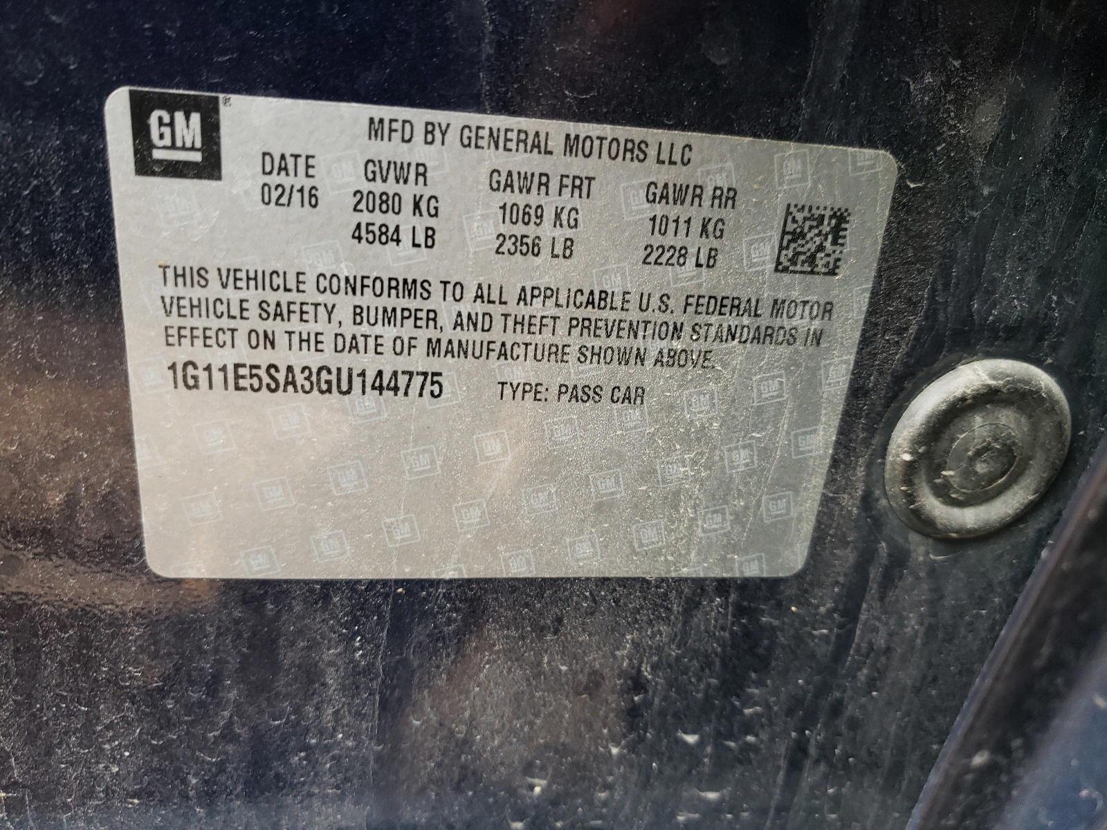 Photo 10 from auction – 2016 CHEVROLET MALIBU LIM with VIN 1G11E5SA3GU144775