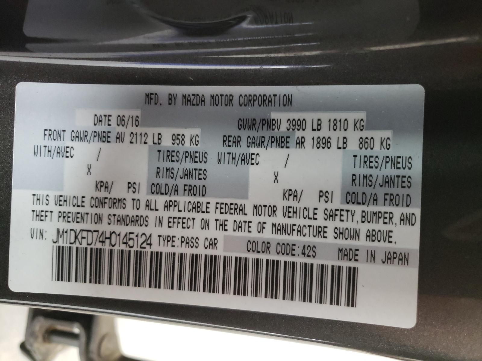 Photo 10 from auction – 2017 MAZDA CX-3 with VIN JM1DKFD74H0145124