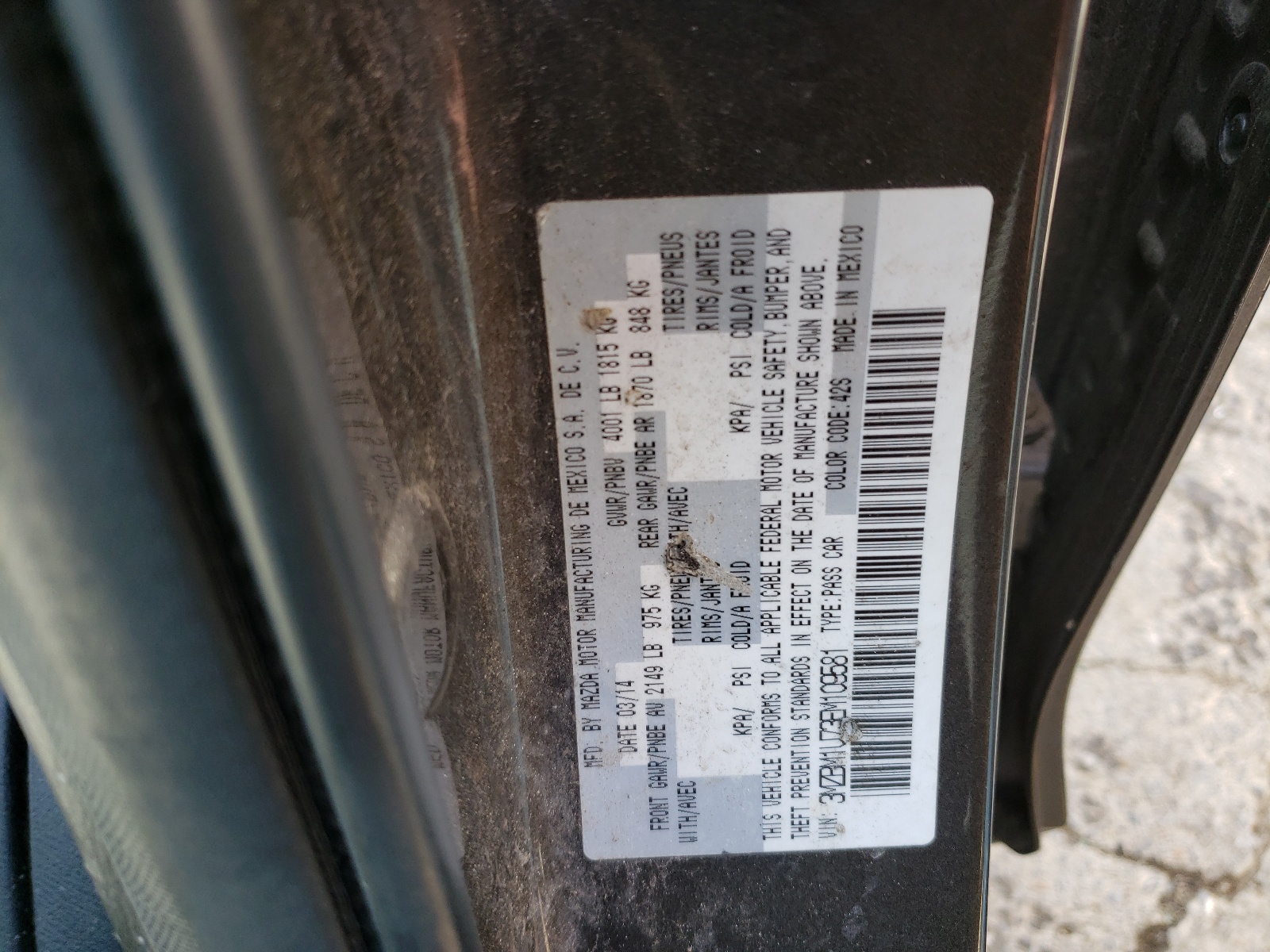 Photo 10 from auction – 2014 MAZDA 3 SPORT with VIN 3MZBM1U73EM109581