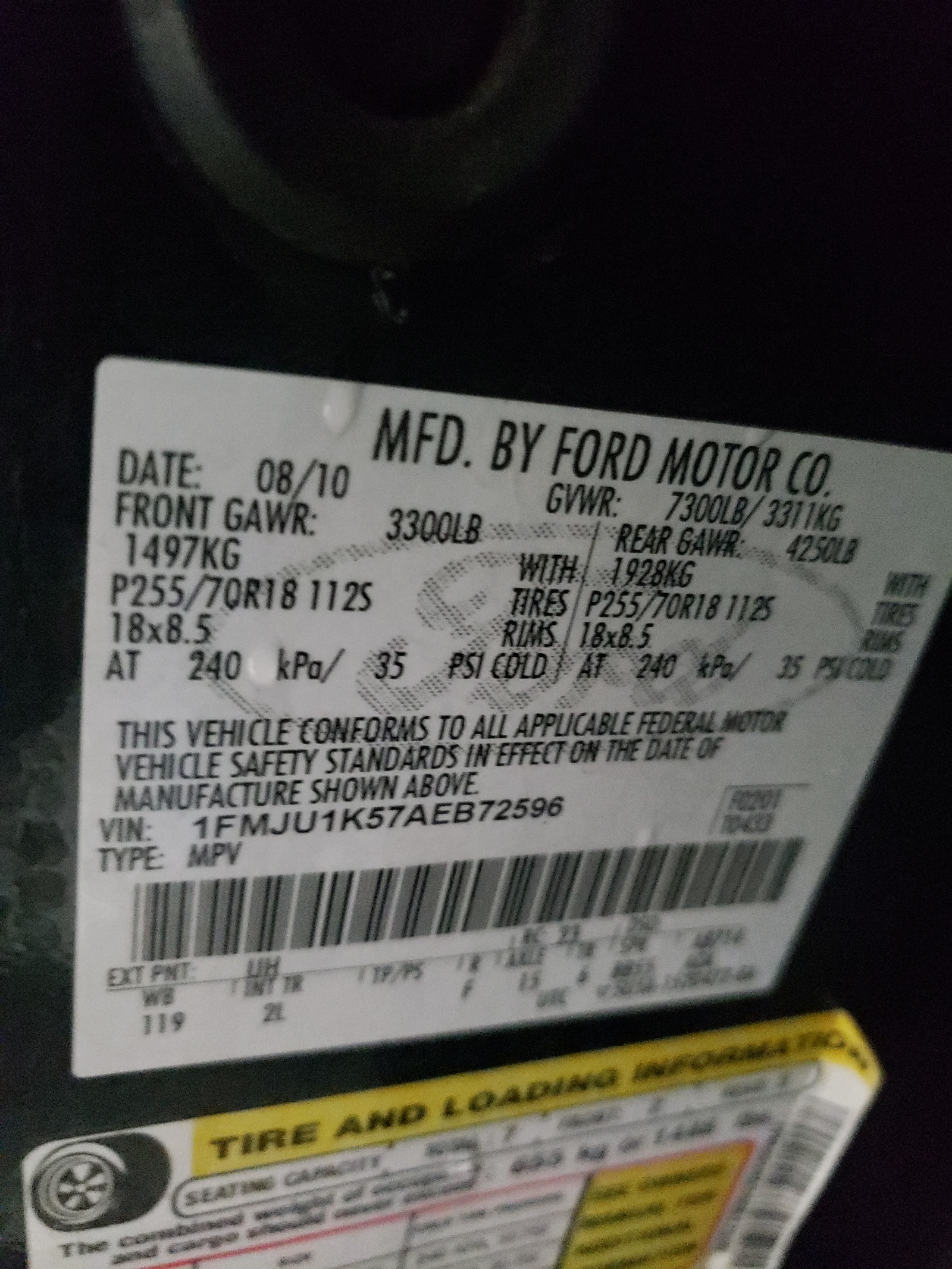 Photo 10 from auction – 2010 FORD EXPEDITION with VIN 1FMJU1K57AEB72596
