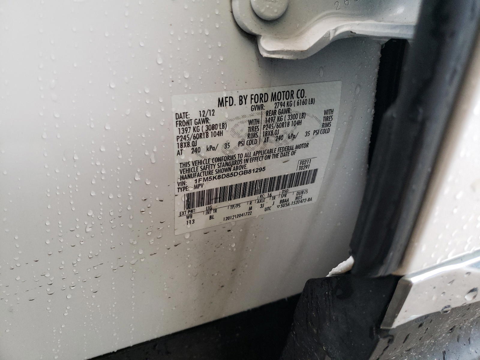 Photo 10 from auction – 2013 FORD EXPLORER X with VIN 1FM5K8D85DGB81295
