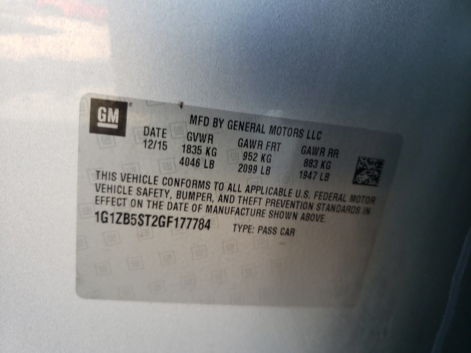 Photo 10 from auction – 2016 CHEVROLET MALIBU LS with VIN 1G1ZB5ST2GF177784