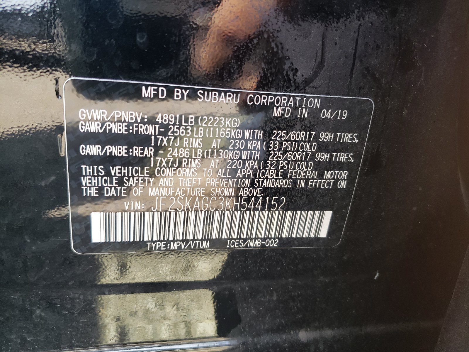 صورة رقم 10 من المزاد - 2019 SUBARU FORESTER P مع VIN JF2SKAGC3KH544152
