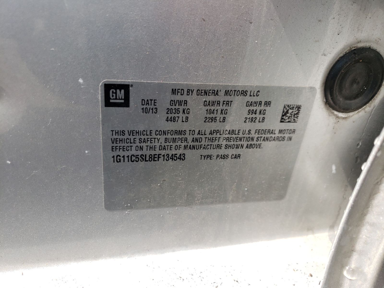 Photo 10 from auction – 2014 CHEVROLET MALIBU 1LT with VIN 1G11C5SL8EF134543