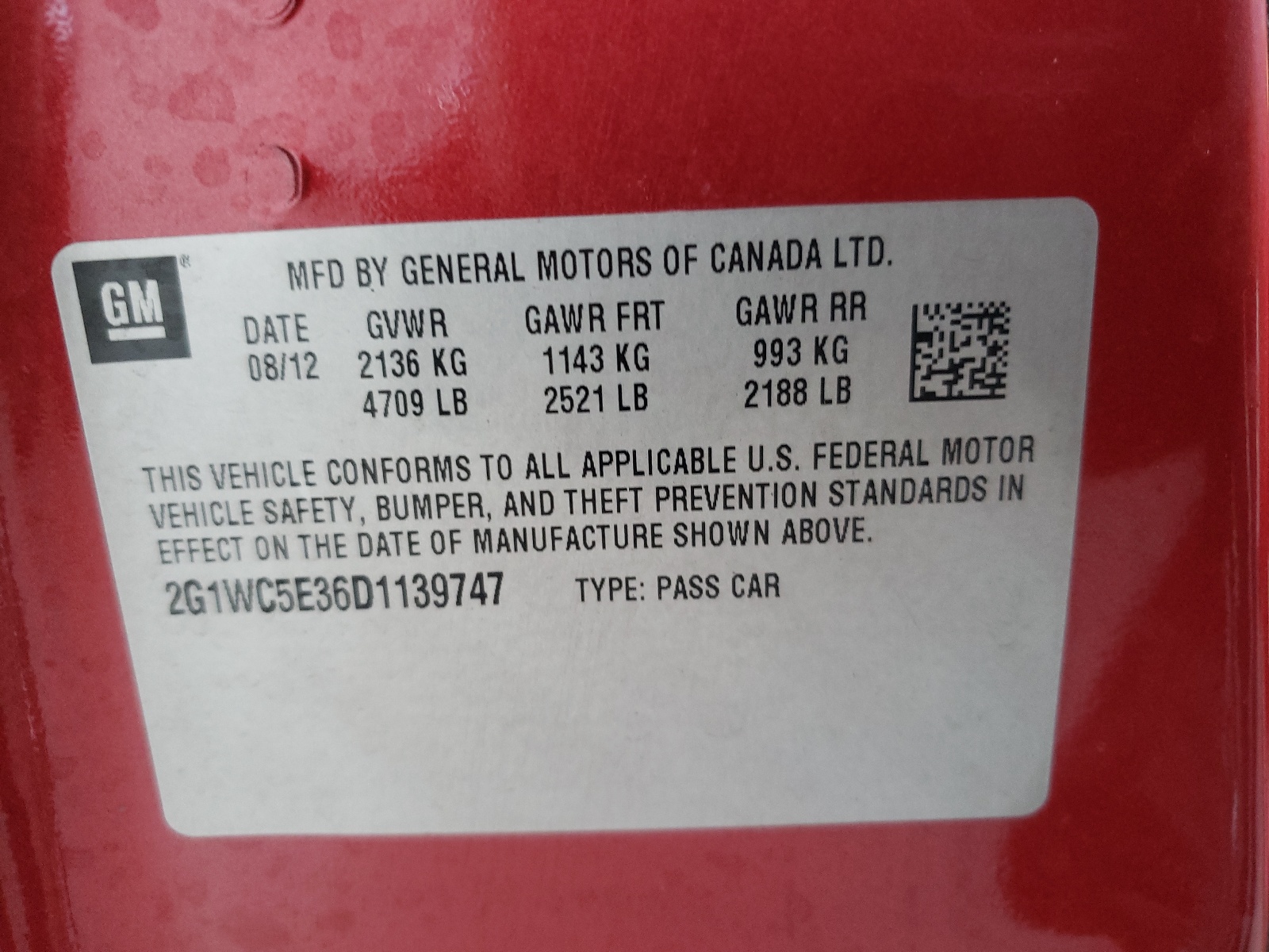 Photo 10 from auction – 2013 CHEVROLET IMPALA LTZ with VIN 2G1WC5E36D1139747