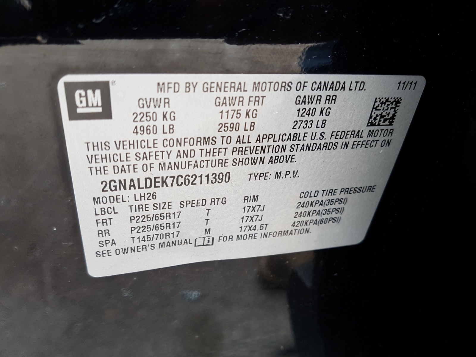 Photo 10 from auction – 2012 CHEVROLET EQUINOX LT with VIN 2GNALDEK7C6211390