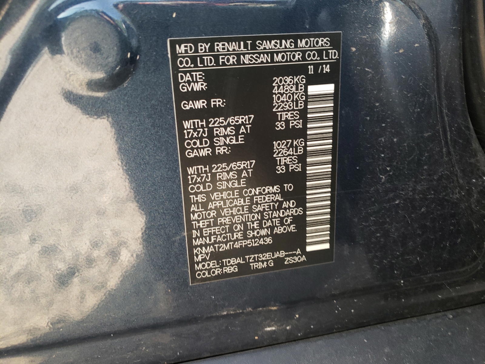 Photo 10 from auction – 2015 NISSAN ROGUE S with VIN KNMAT2MT4FP512436