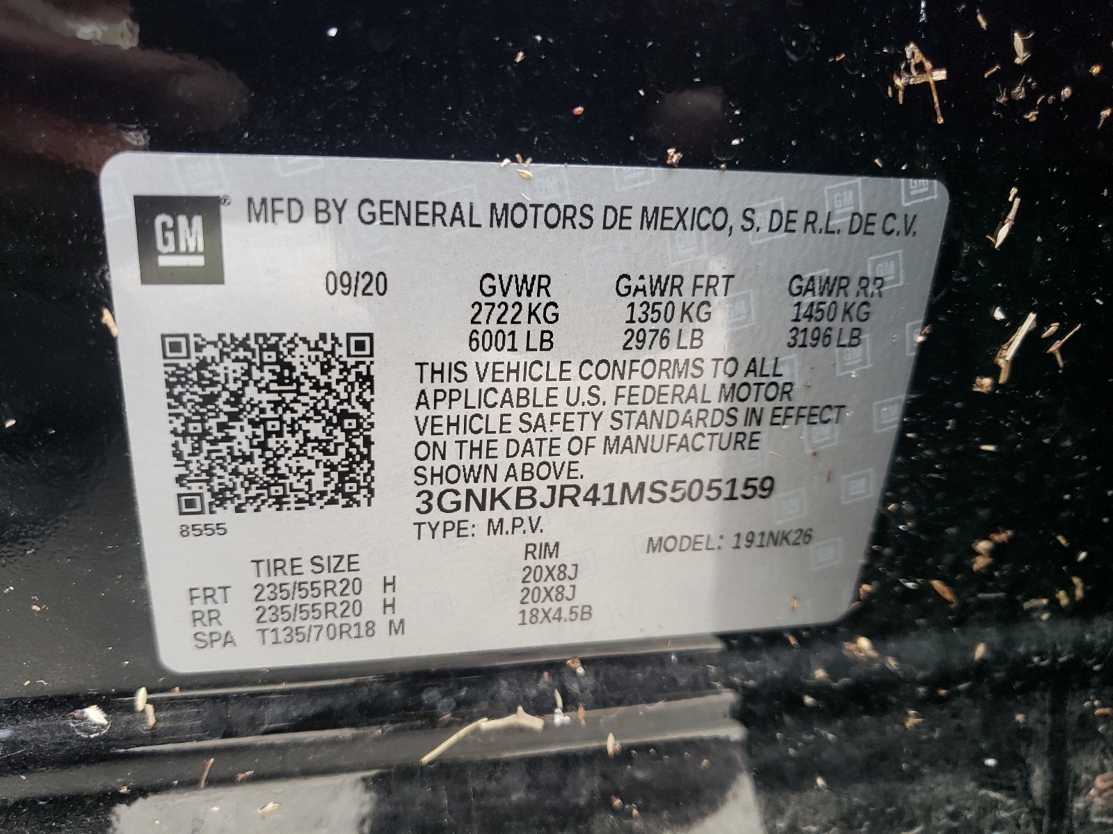 Photo 10 from auction – 2021 CHEVROLET BLAZER 3LT with VIN 3GNKBJR41MS505159