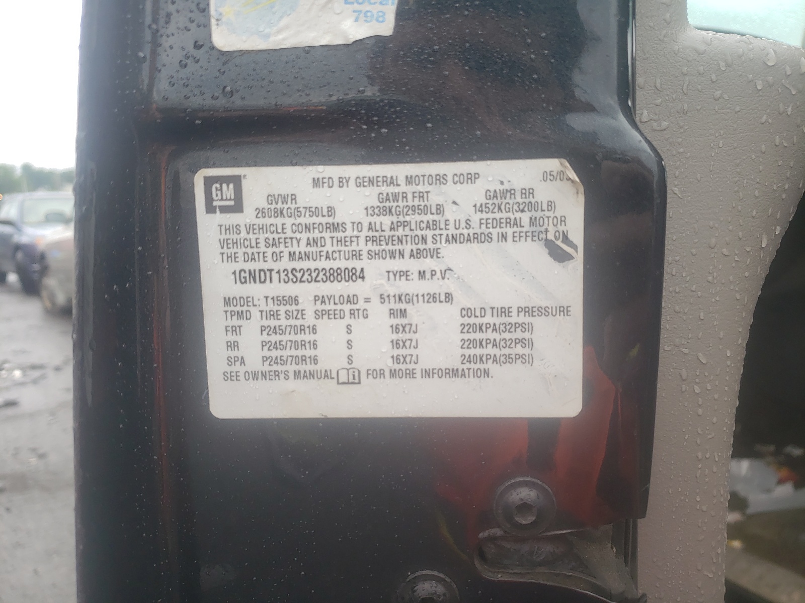 Photo 10 from auction – 2003 CHEVROLET TRAILBLAZE with VIN 1GNDT13S232388084