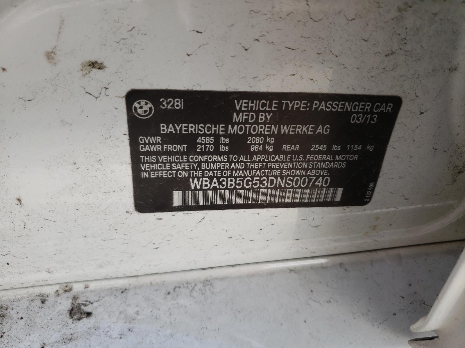 Photo 10 from auction – 2013 BMW 328 XI SUL with VIN WBA3B5G53DNS00740