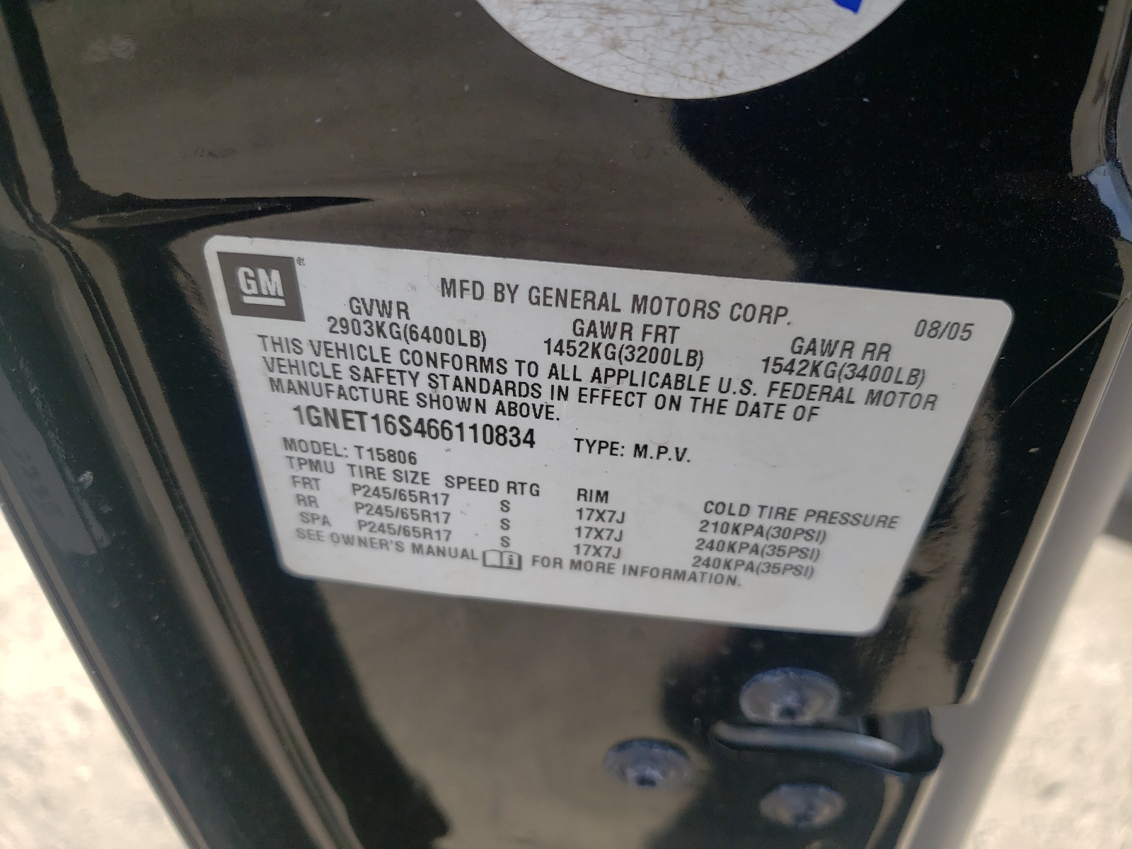 Photo 10 from auction – 2006 CHEVROLET TRAILBLAZE with VIN 1GNET16S466110834