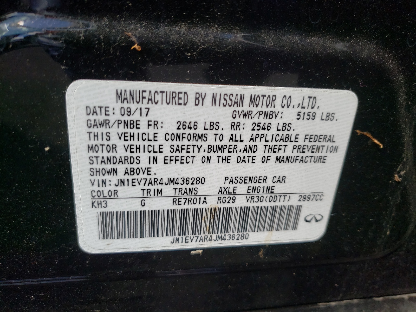 Photo 10 from auction – 2018 INFINITI Q50 LUXE with VIN JN1EV7AR4JM436280
