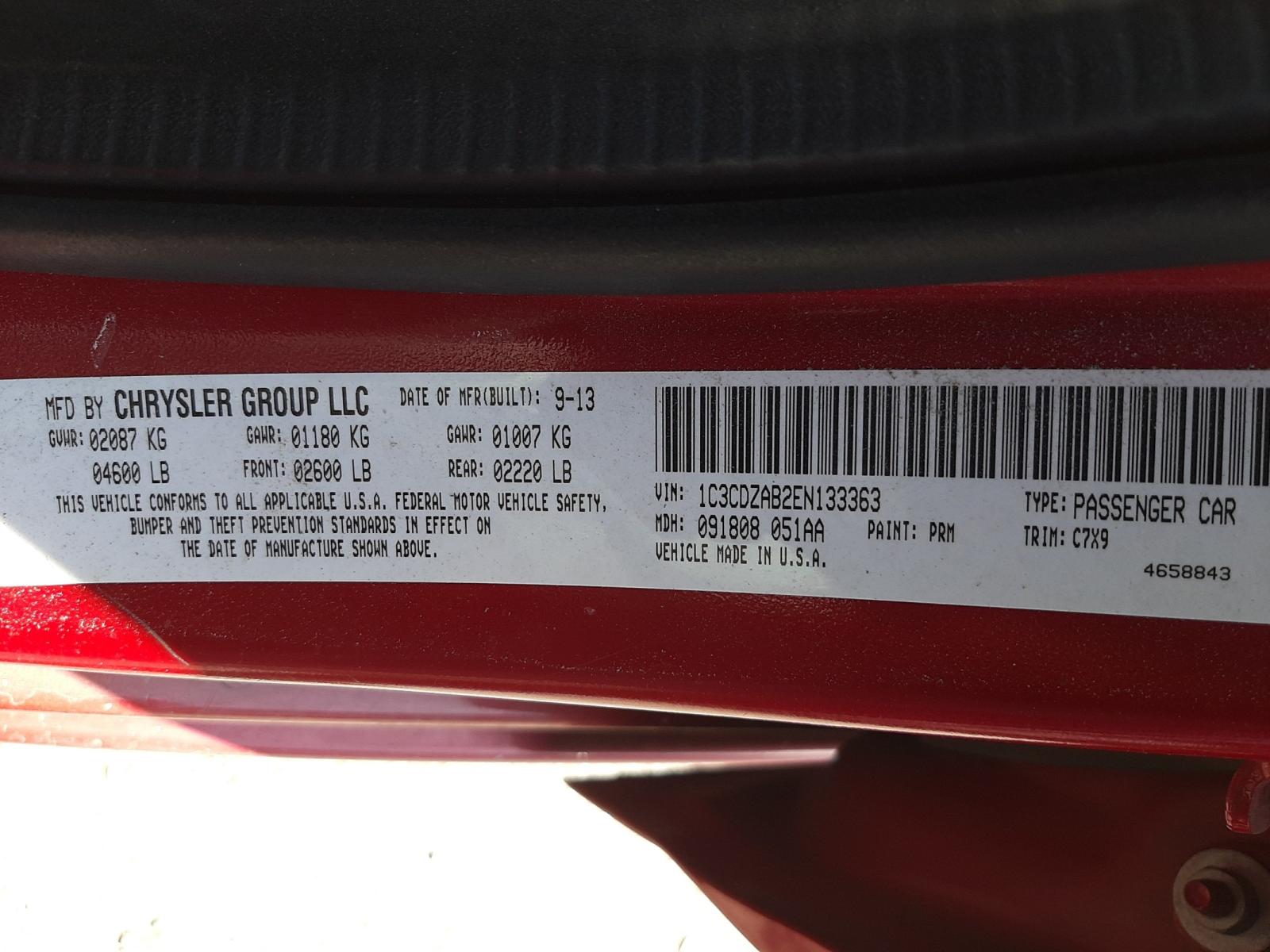 Photo 10 from auction – 2014 DODGE AVENGER SE with VIN 1C3CDZAB2EN133363