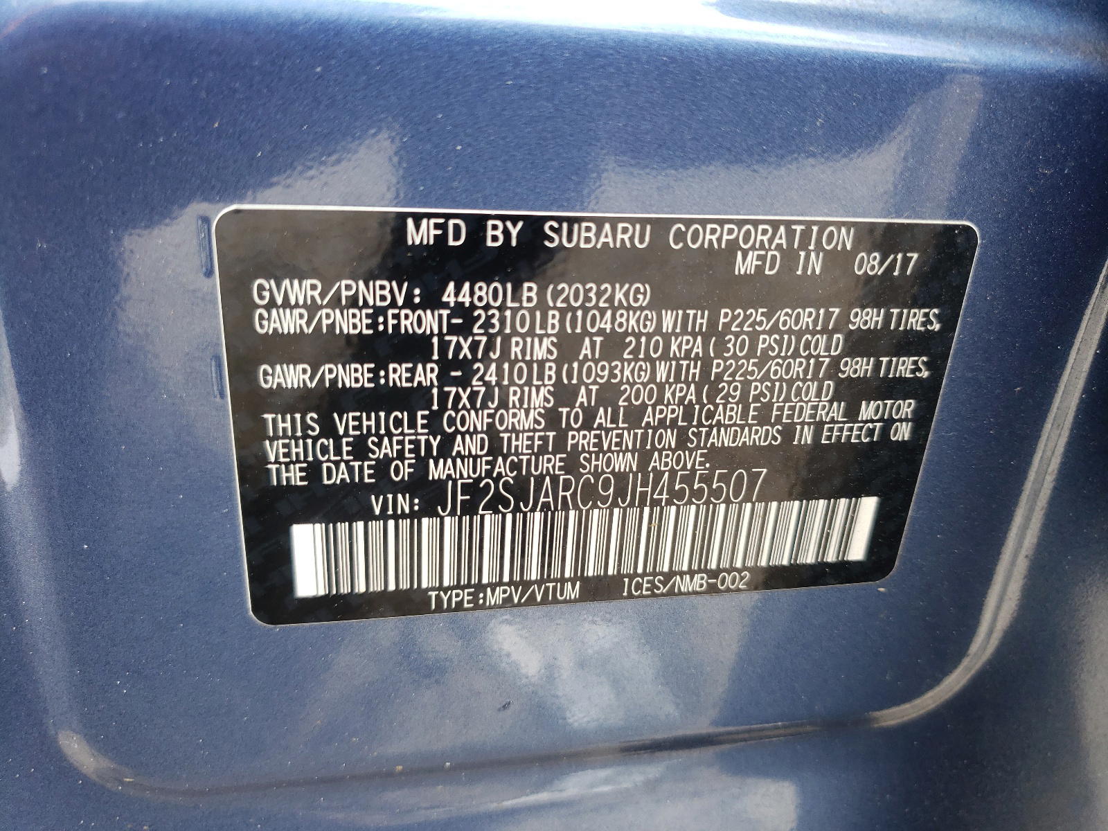 Photo 10 from auction – 2018 SUBARU FORESTER 2 with VIN JF2SJARC9JH455507