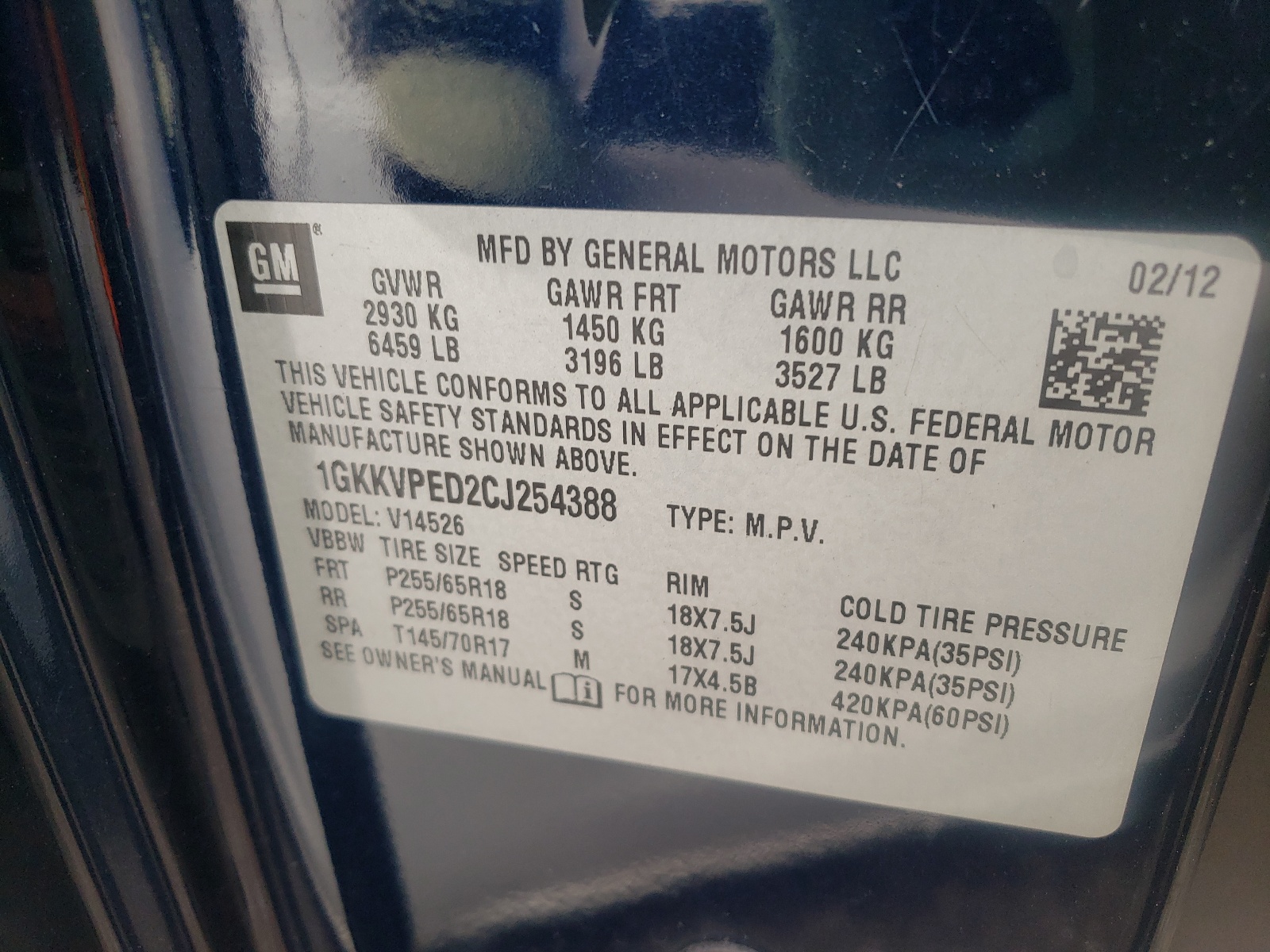 Фото 10 с аукциона – 2012 GMC ACADIA SLE с VIN 1GKKVPED2CJ254388