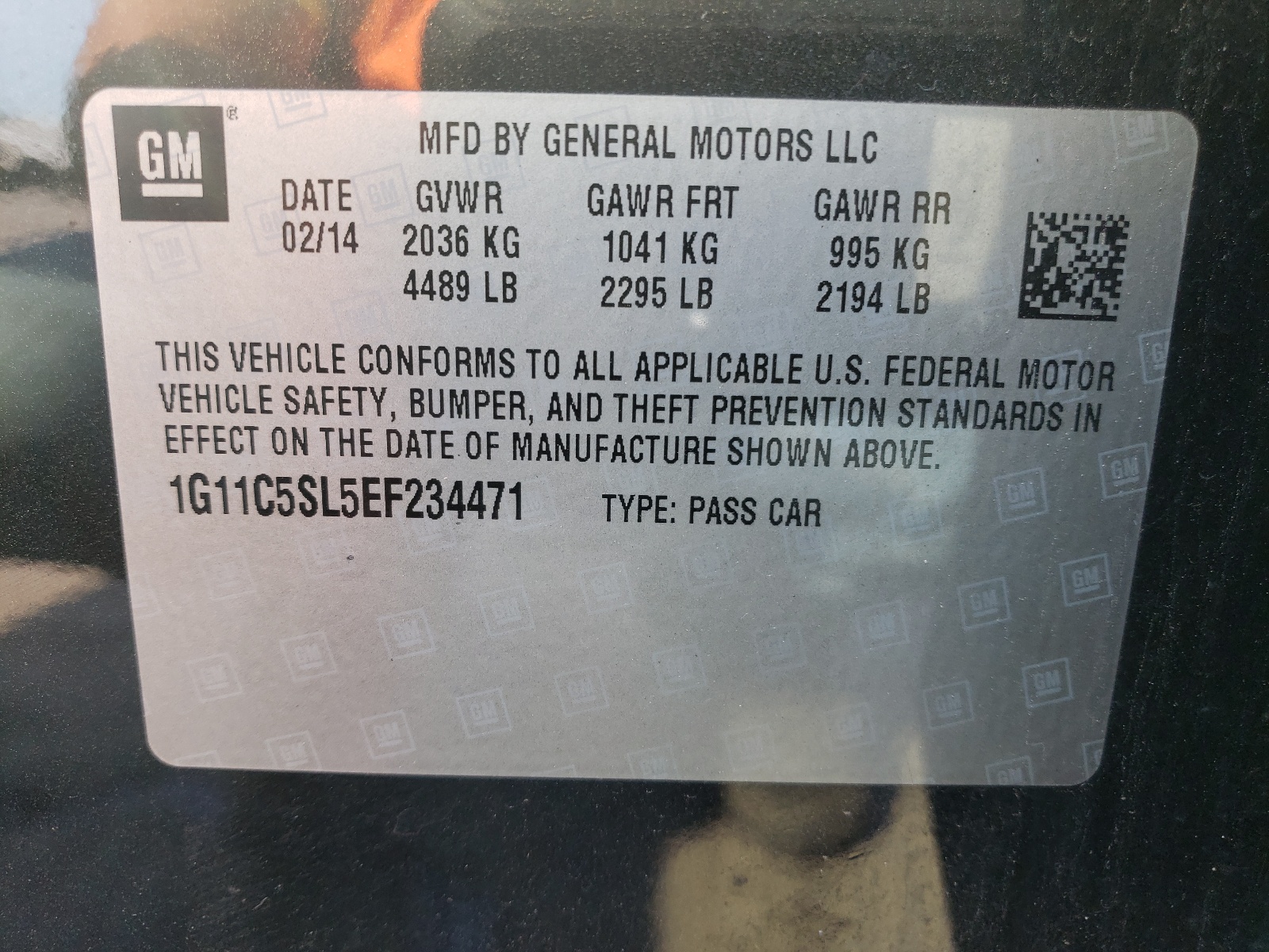 Photo 10 from auction – 2014 CHEVROLET MALIBU 1LT with VIN 1G11C5SL5EF234471
