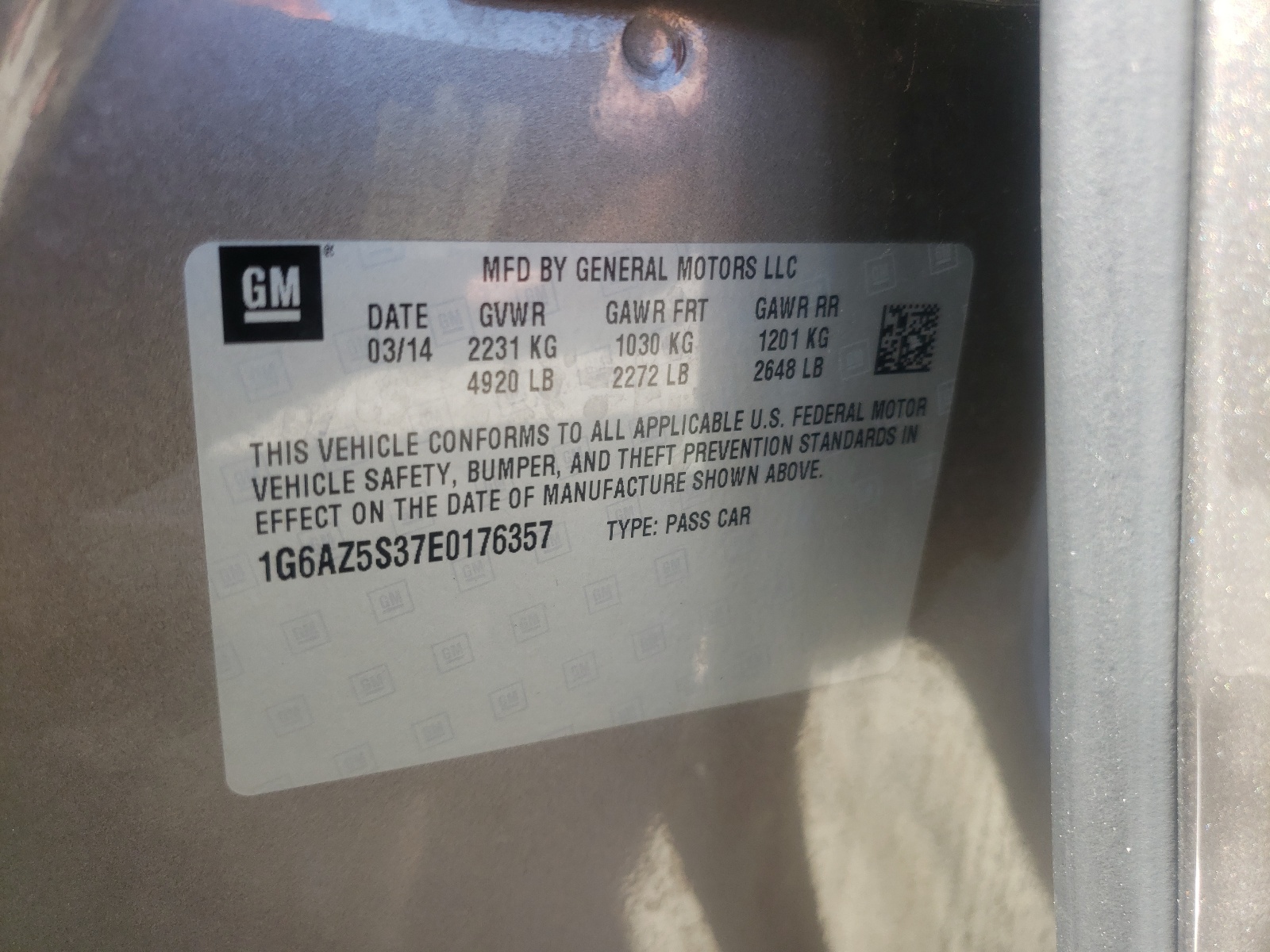 Photo 10 from auction – 2014 CADILLAC CTS PREMIU with VIN 1G6AZ5S37E0176357