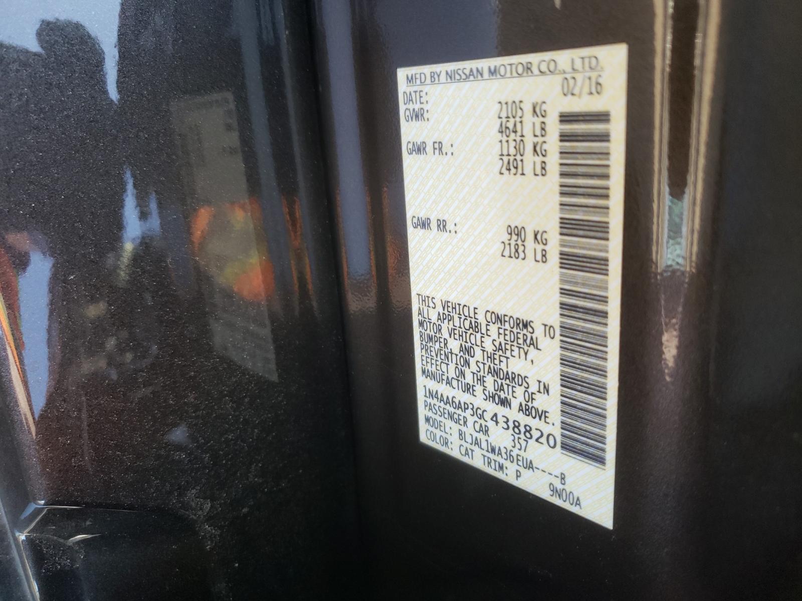 Photo 10 from auction – 2016 NISSAN MAXIMA 3.5 with VIN 1N4AA6AP3GC438820