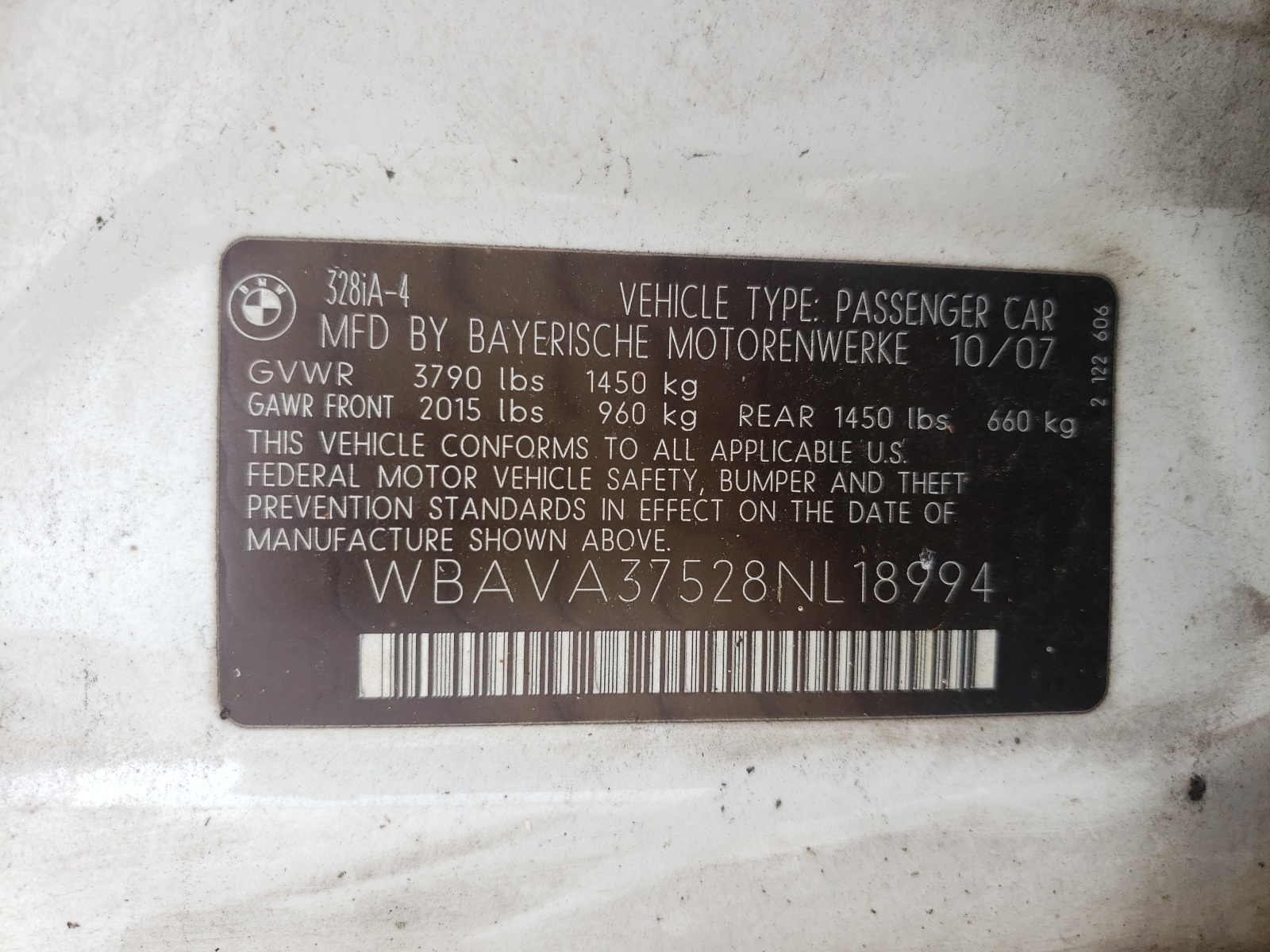 Zdjęcie 10 z aukcji – 2008 BMW 328 I z VIN WBAVA37528NL18994