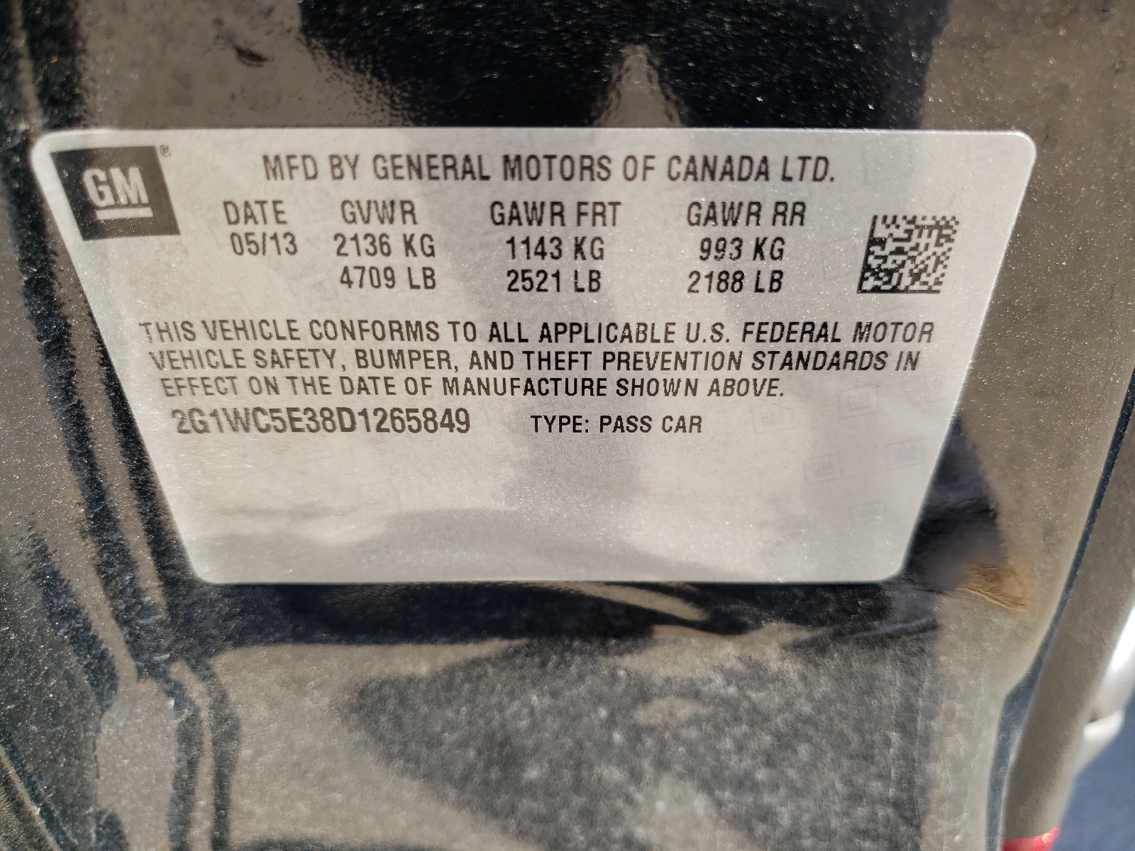 Photo 10 from auction – 2013 CHEVROLET IMPALA LTZ with VIN 2G1WC5E38D1265849