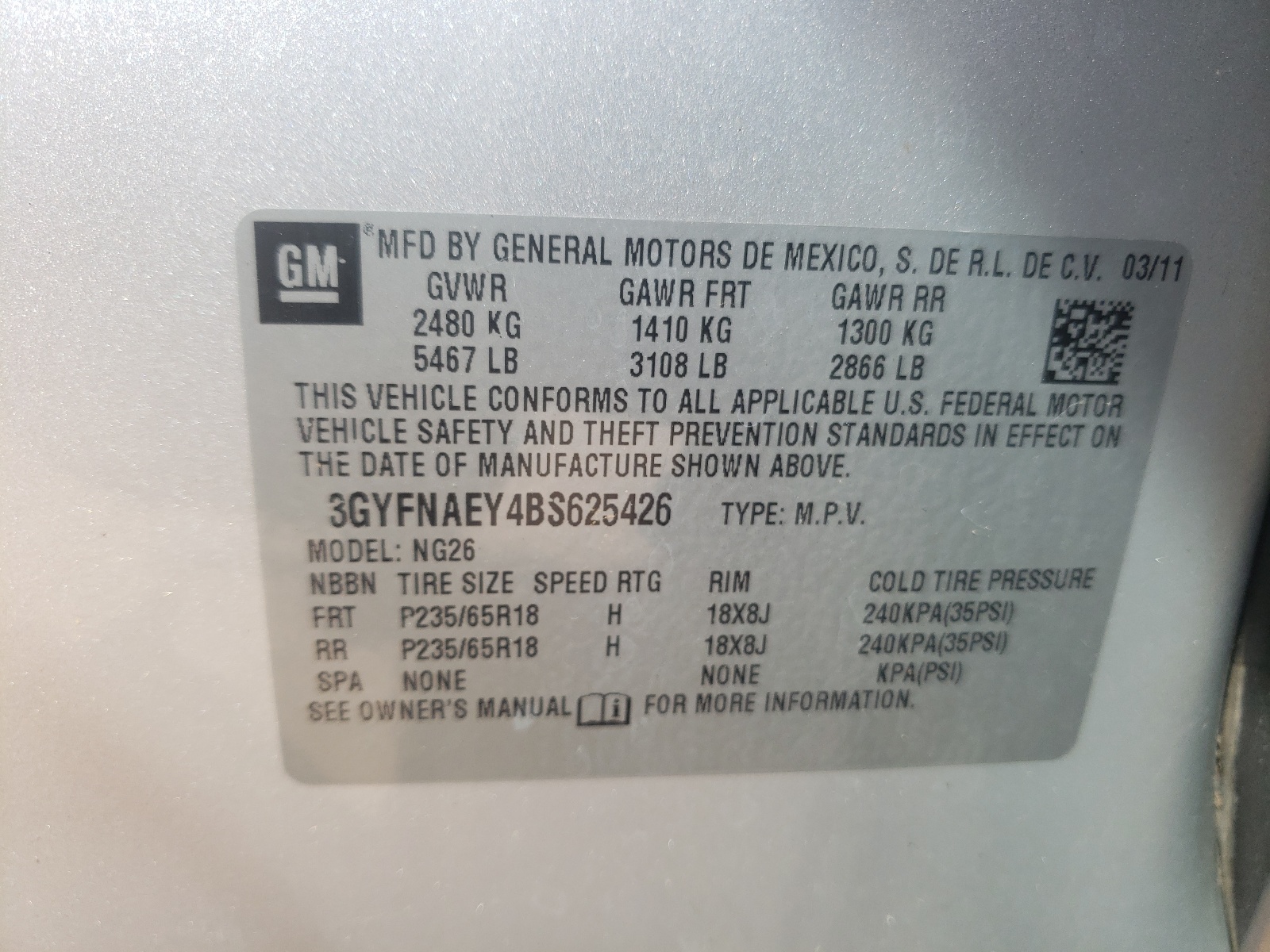 Photo 10 from auction – 2011 CADILLAC SRX LUXURY with VIN 3GYFNAEY4BS625426