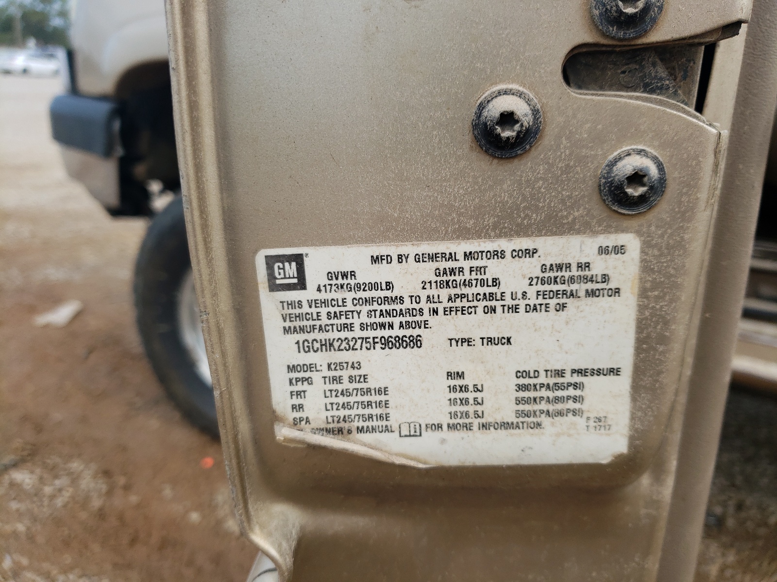 Zdjęcie 10 z aukcji – 2005 CHEVROLET SILVERADO z VIN 1GCHK23275F968686
