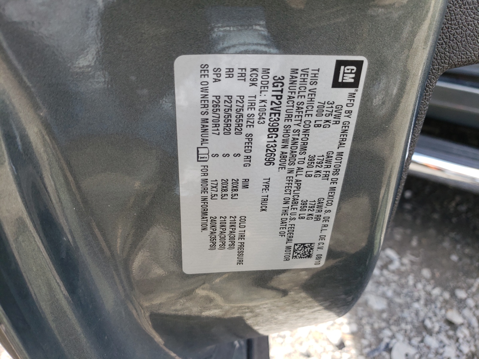 Photo 10 from auction – 2011 GMC SIERRA K15 with VIN 3GTP2VE39BG132696