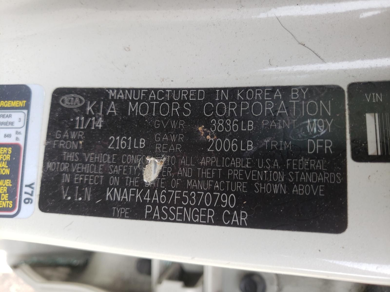 Photo 10 from auction – 2015 KIA FORTE LX with VIN KNAFK4A67F5370790