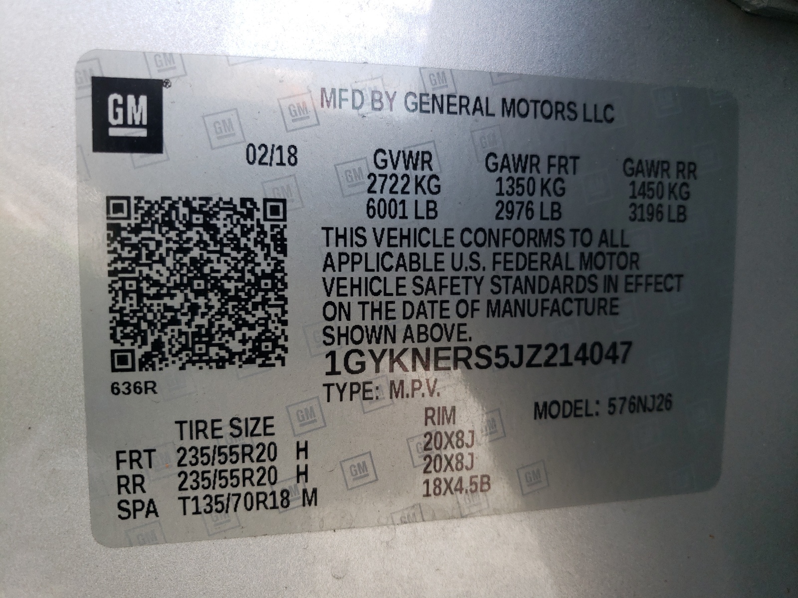 Photo 10 from auction – 2018 CADILLAC XT5 PREMIU with VIN 1GYKNERS5JZ214047