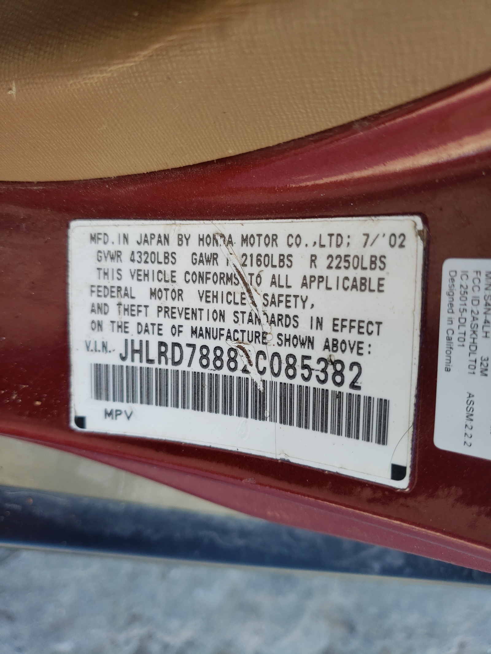 Photo 10 from auction – 2004 HONDA CR-V EX with VIN JHLRD78844C058859
