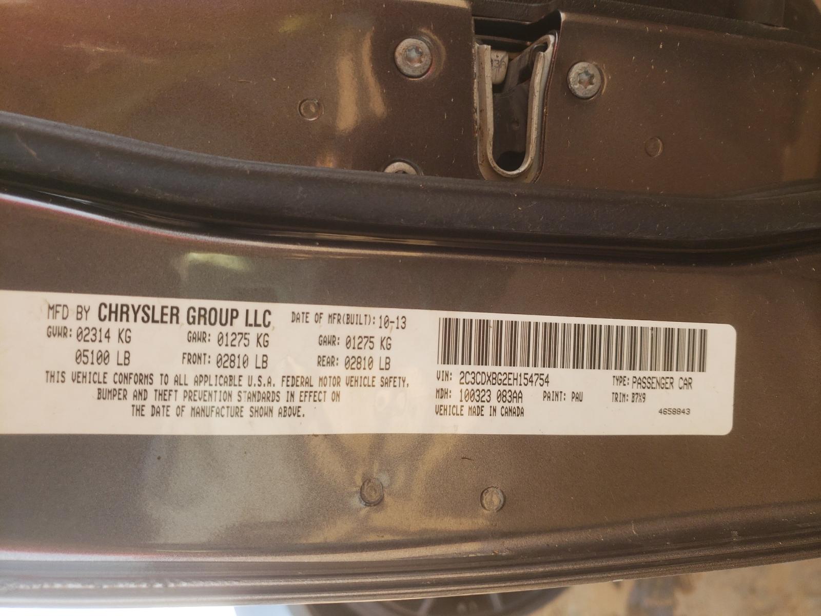 Photo 10 from auction – 2014 DODGE CHARGER SE with VIN 2C3CDXBG2EH154754