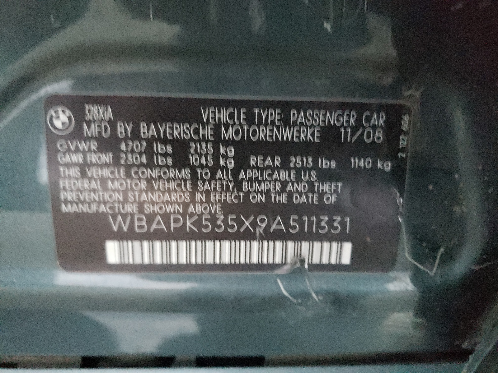 Photo 10 from auction – 2009 BMW 328 XI SUL with VIN WBAPK535X9A511331