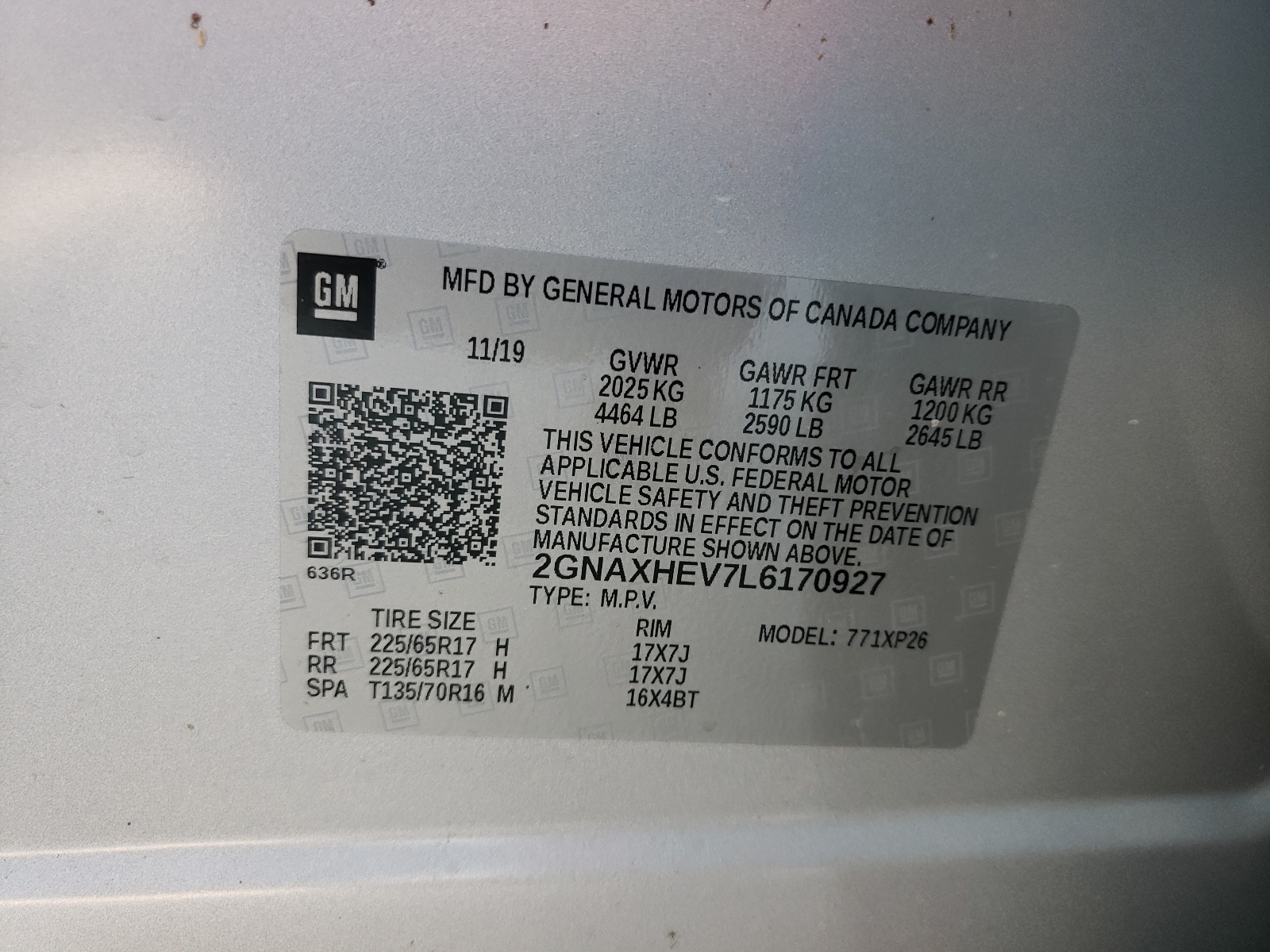 Photo 10 from auction – 2020 CHEVROLET EQUINOX LS with VIN 2GNAXHEV7L6170927