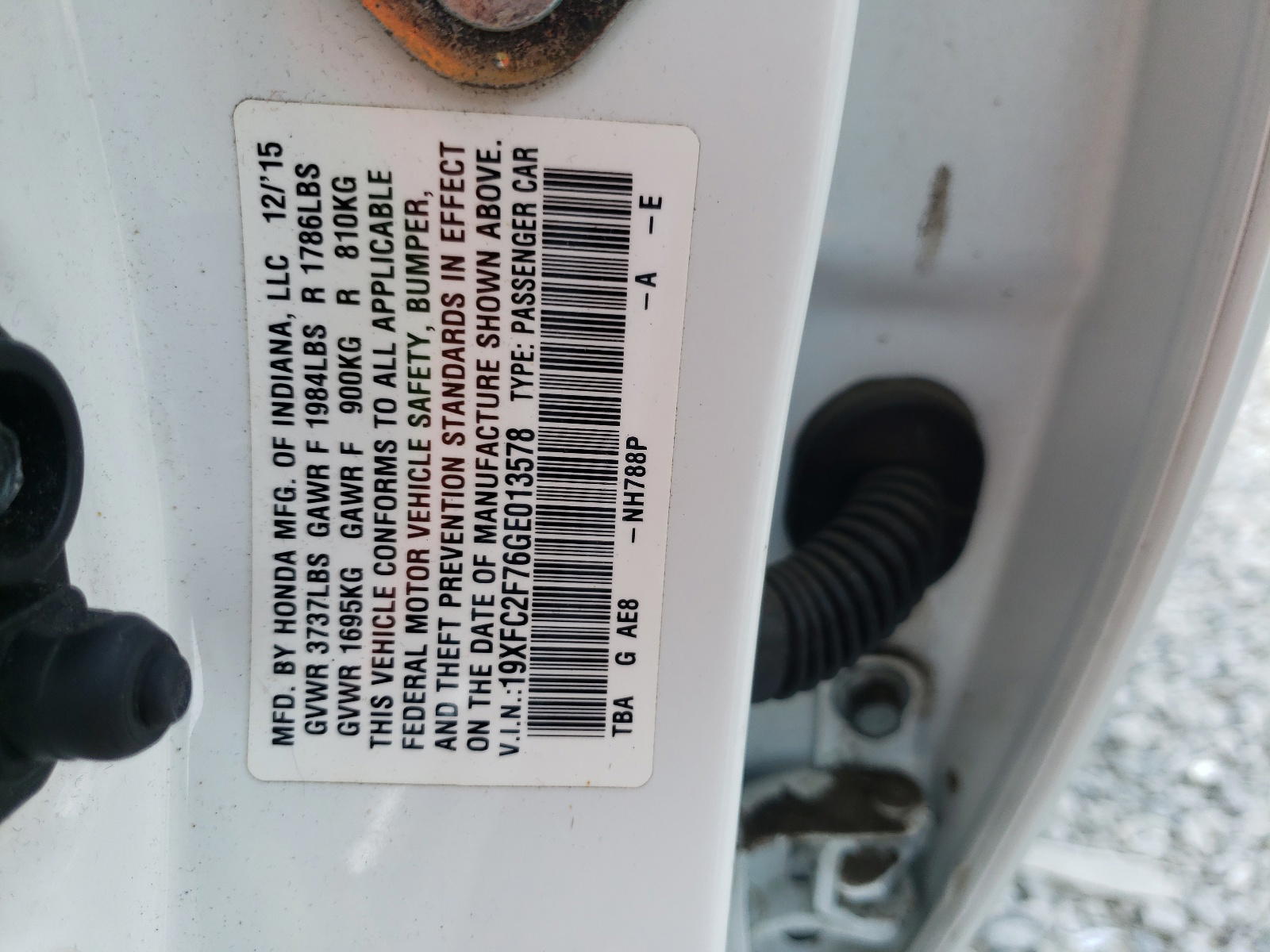 Photo 10 from auction – 2016 HONDA CIVIC EX with VIN 19XFC2F76GE013578