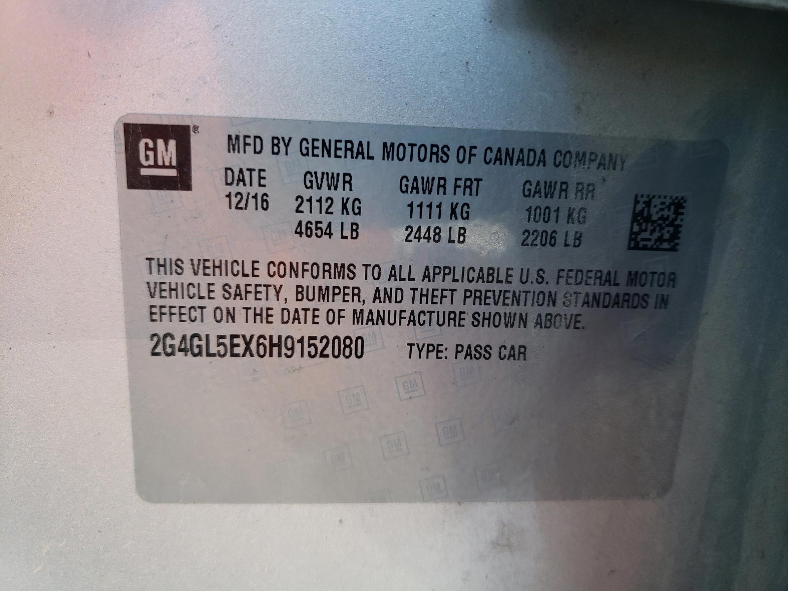 Photo 10 from auction – 2017 BUICK REGAL GS with VIN 2G4GL5EX6H9152080
