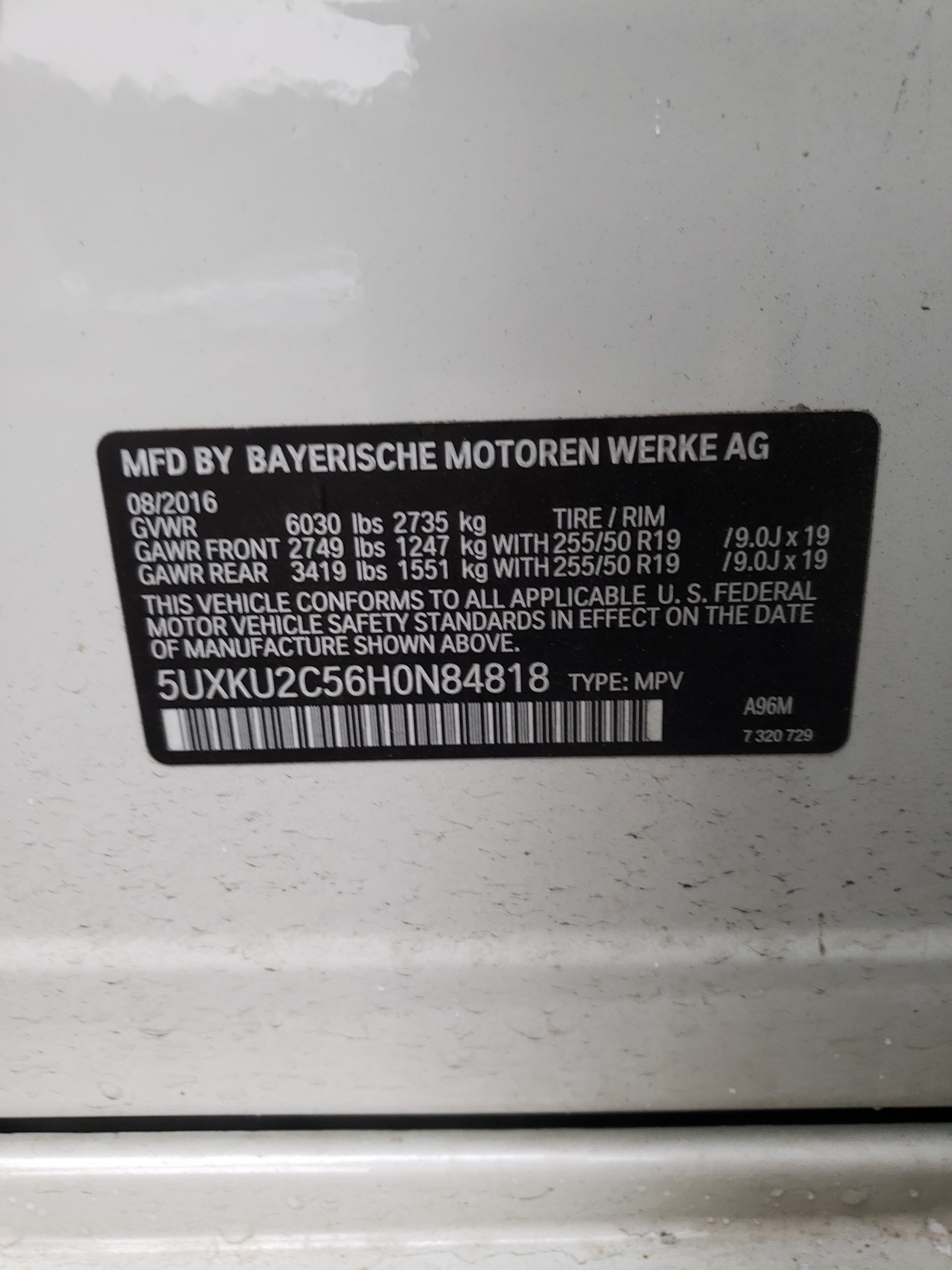 Photo 10 from auction – 2017 BMW X6 XDRIVE3 with VIN 5UXKU2C56H0N84818