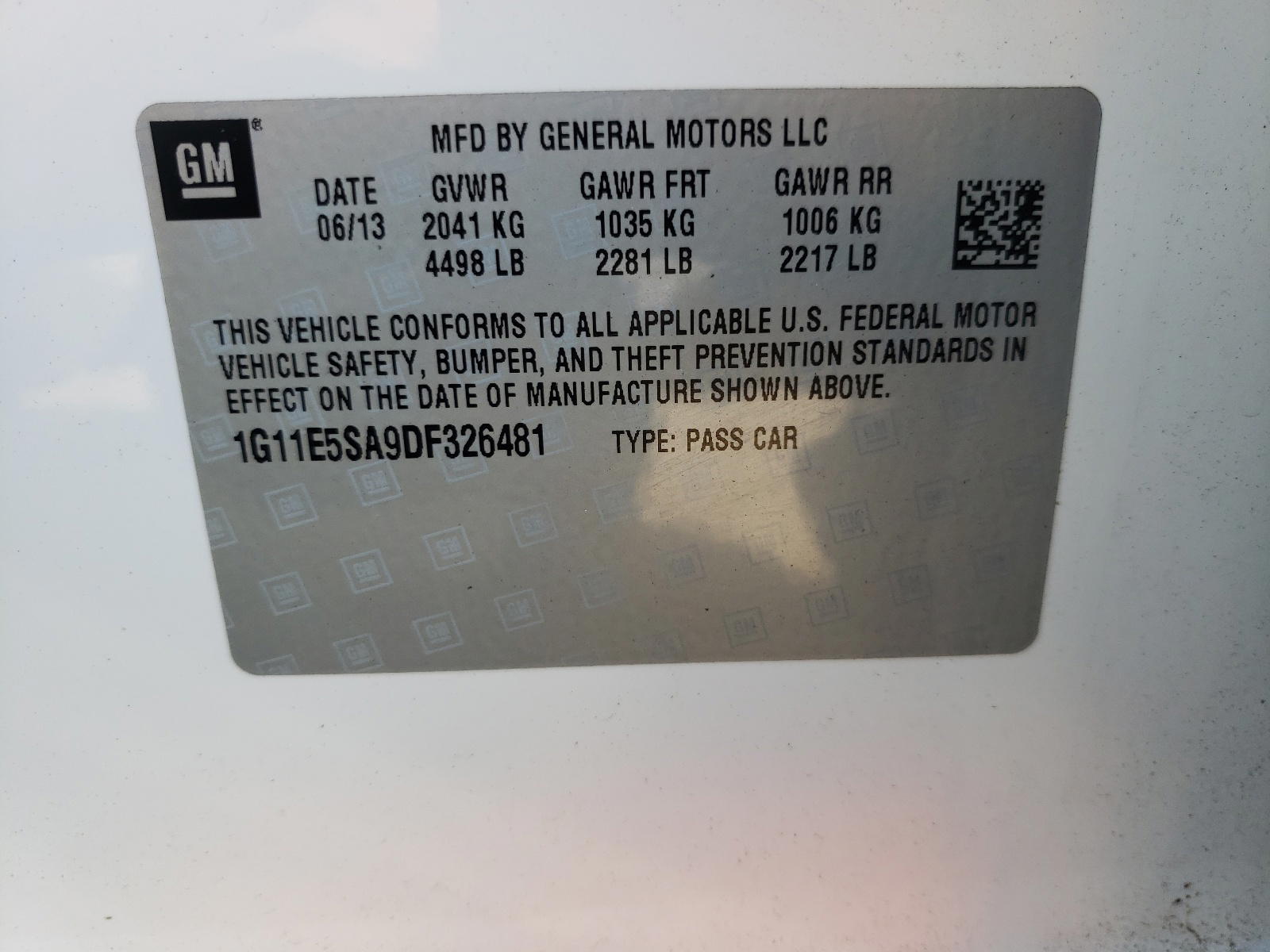 Photo 10 from auction – 2013 CHEVROLET MALIBU 2LT with VIN 1G11E5SA9DF326481