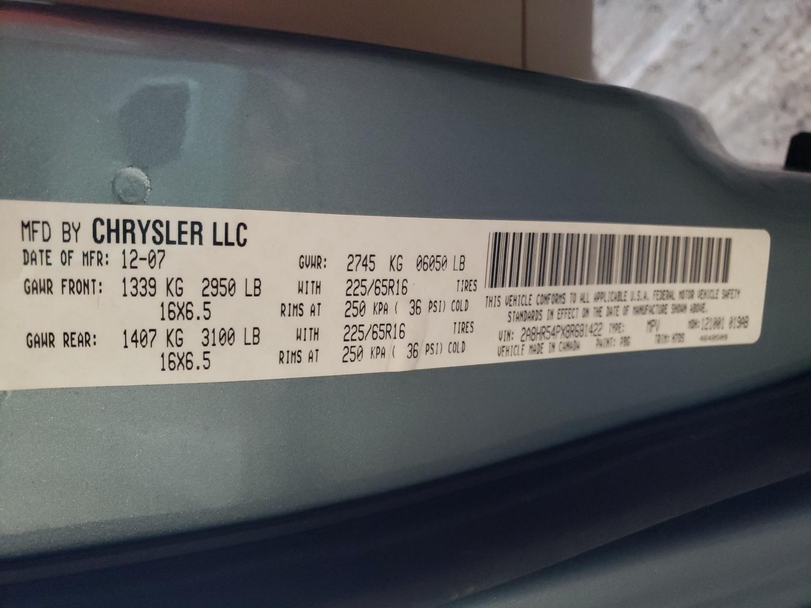 Photo 10 from auction – 2008 CHRYSLER TOWN & COU with VIN 2A8HR54PX8R681422