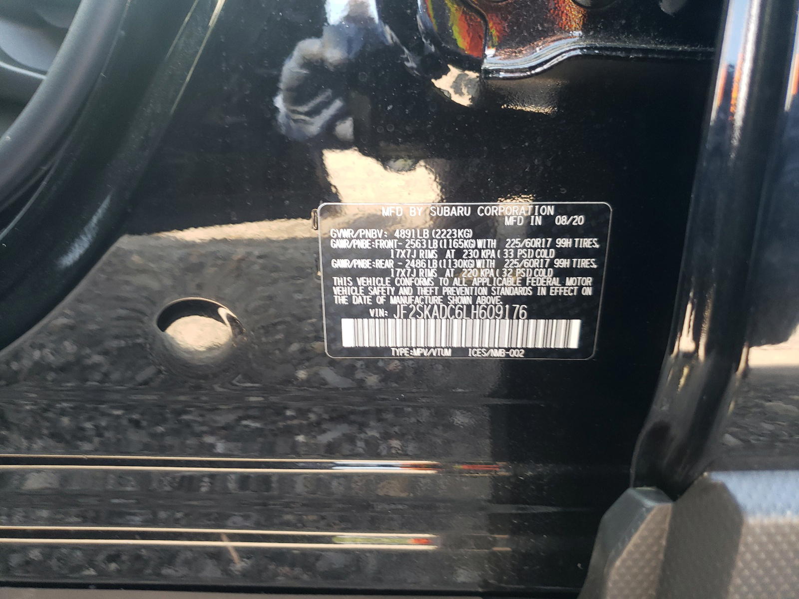 Photo 10 from auction – 2020 SUBARU FORESTER with VIN JF2SKADC6LH609176