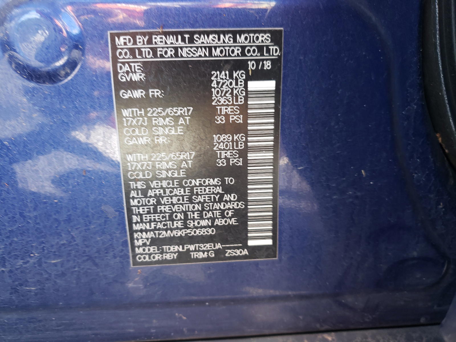 Photo 10 from auction – 2019 NISSAN ROGUE S with VIN KNMAT2MV6KP506830
