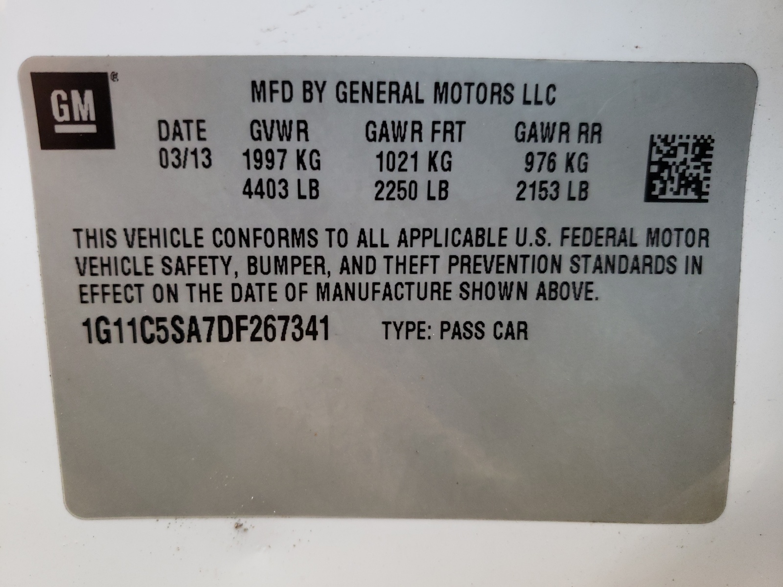 Photo 10 from auction – 2013 CHEVROLET MALIBU 1LT with VIN 1G11C5SA7DF267341