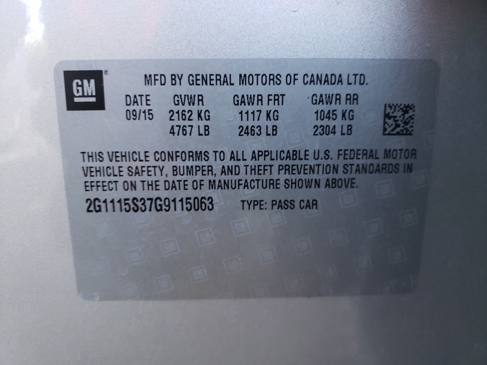 Photo 10 from auction – 2016 CHEVROLET IMPALA LT with VIN 2G1115S37G9115063