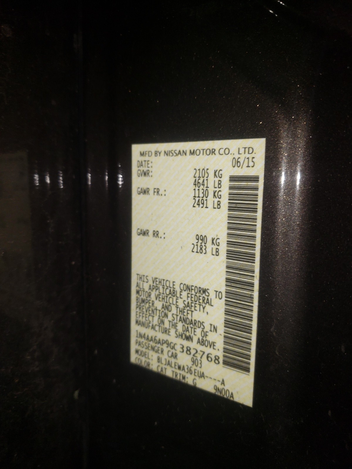 Photo 10 from auction – 2016 NISSAN MAXIMA 3.5 with VIN 1N4AA6AP9GC382768