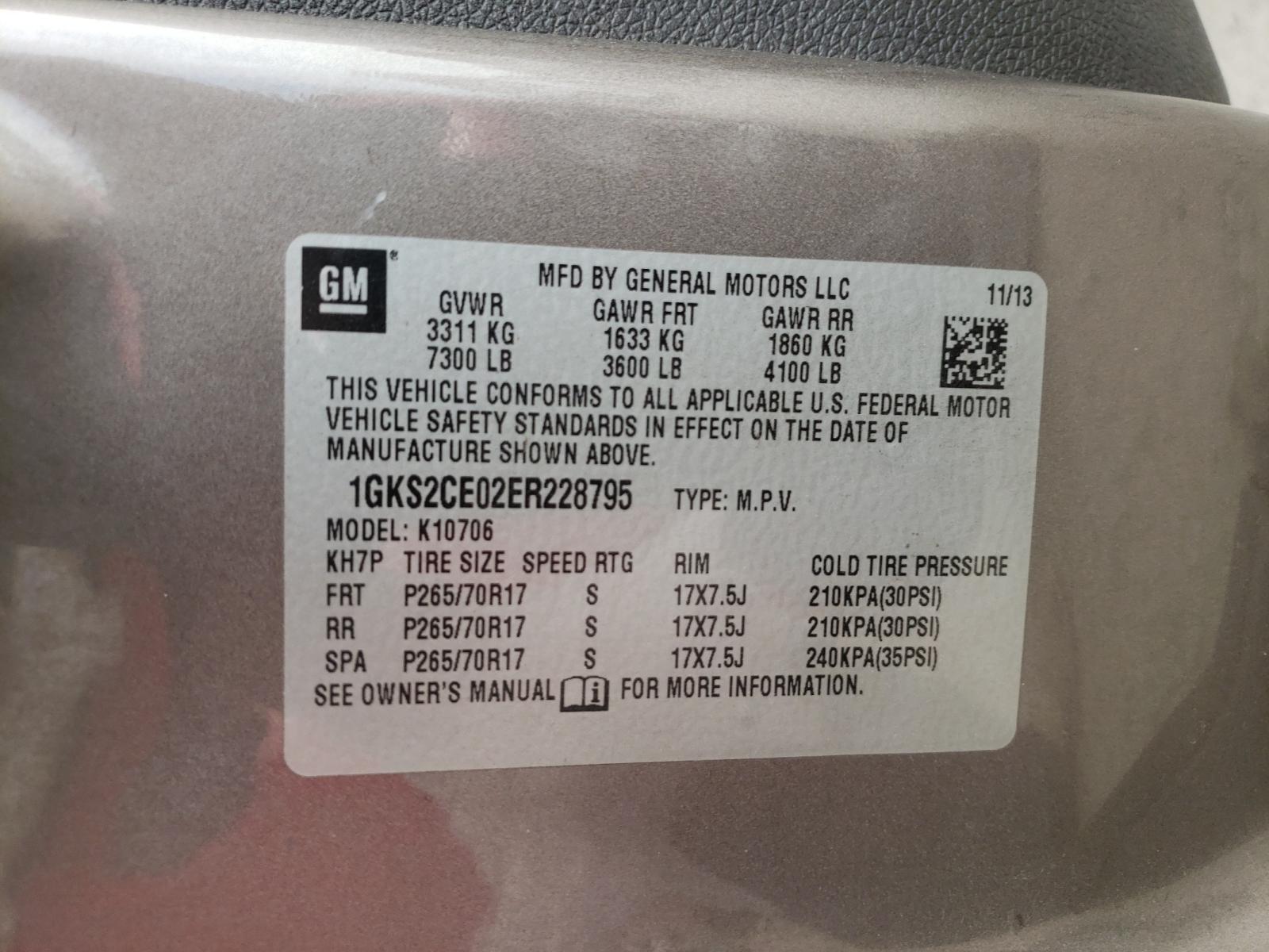 Photo 10 from auction – 2014 GMC YUKON SLT with VIN 1GKS2CE02ER228795