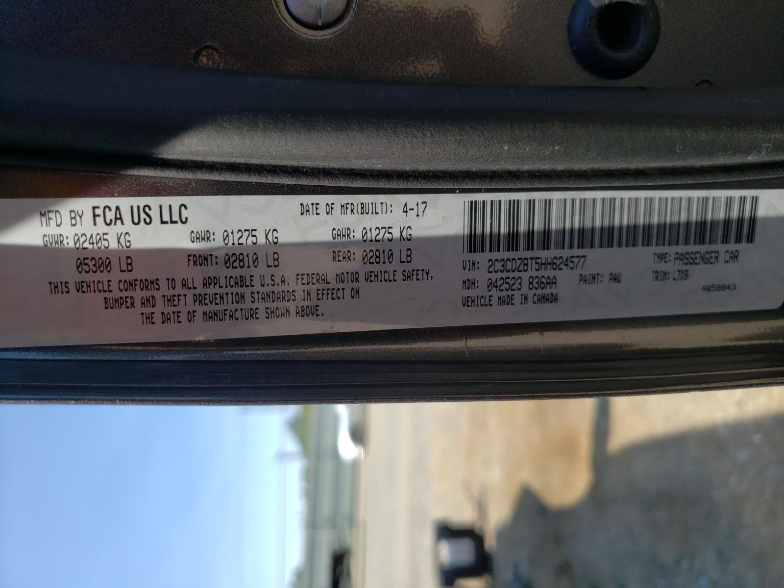 Photo 10 from auction – 2017 DODGE CHALLENGER with VIN 2C3CDZBT5HH624577
