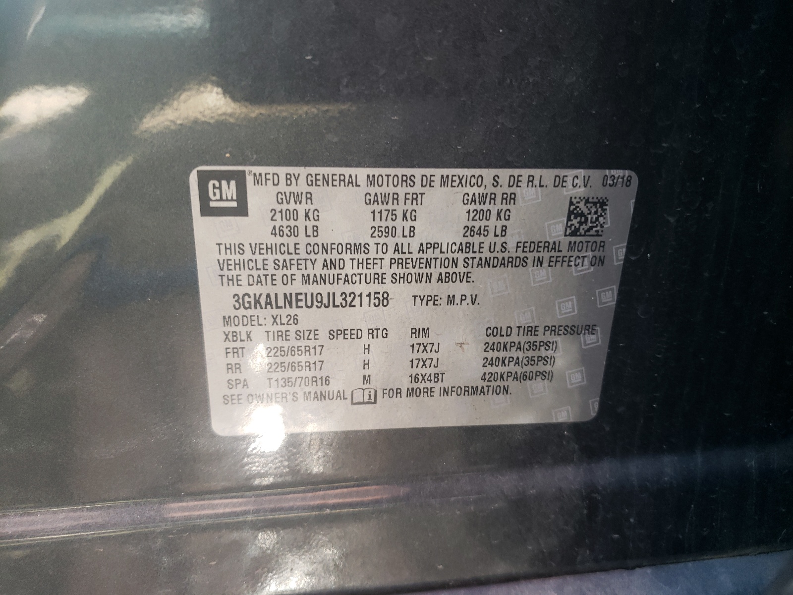 Photo 10 from auction – 2018 GMC TERRAIN SL with VIN 3GKALNEU9JL321158