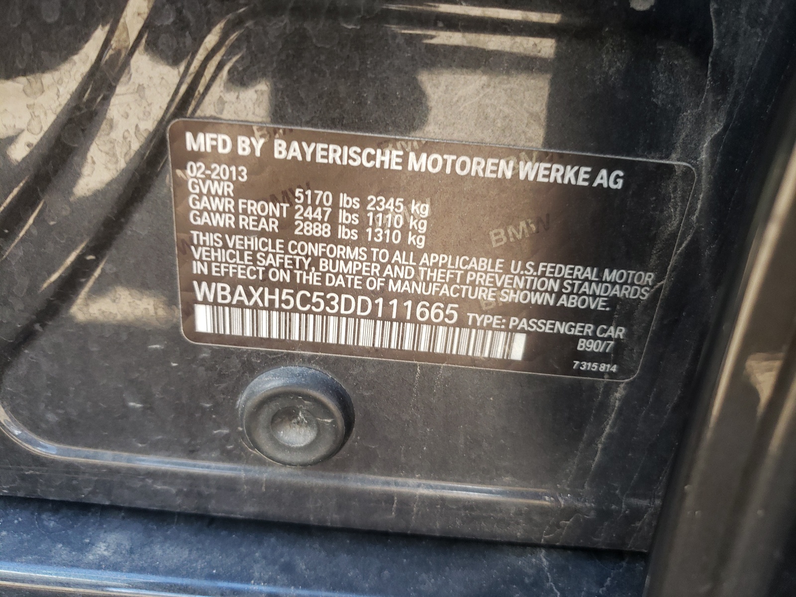 Photo 10 from auction – 2013 BMW 528 XI with VIN WBAXH5C53DD111665