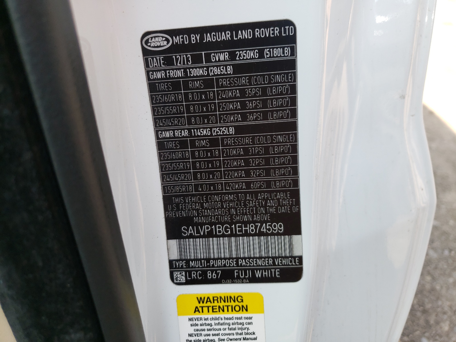 Photo 10 from auction – 2014 LAND ROVER RANGE ROVE with VIN SALVP1BG1EH874599