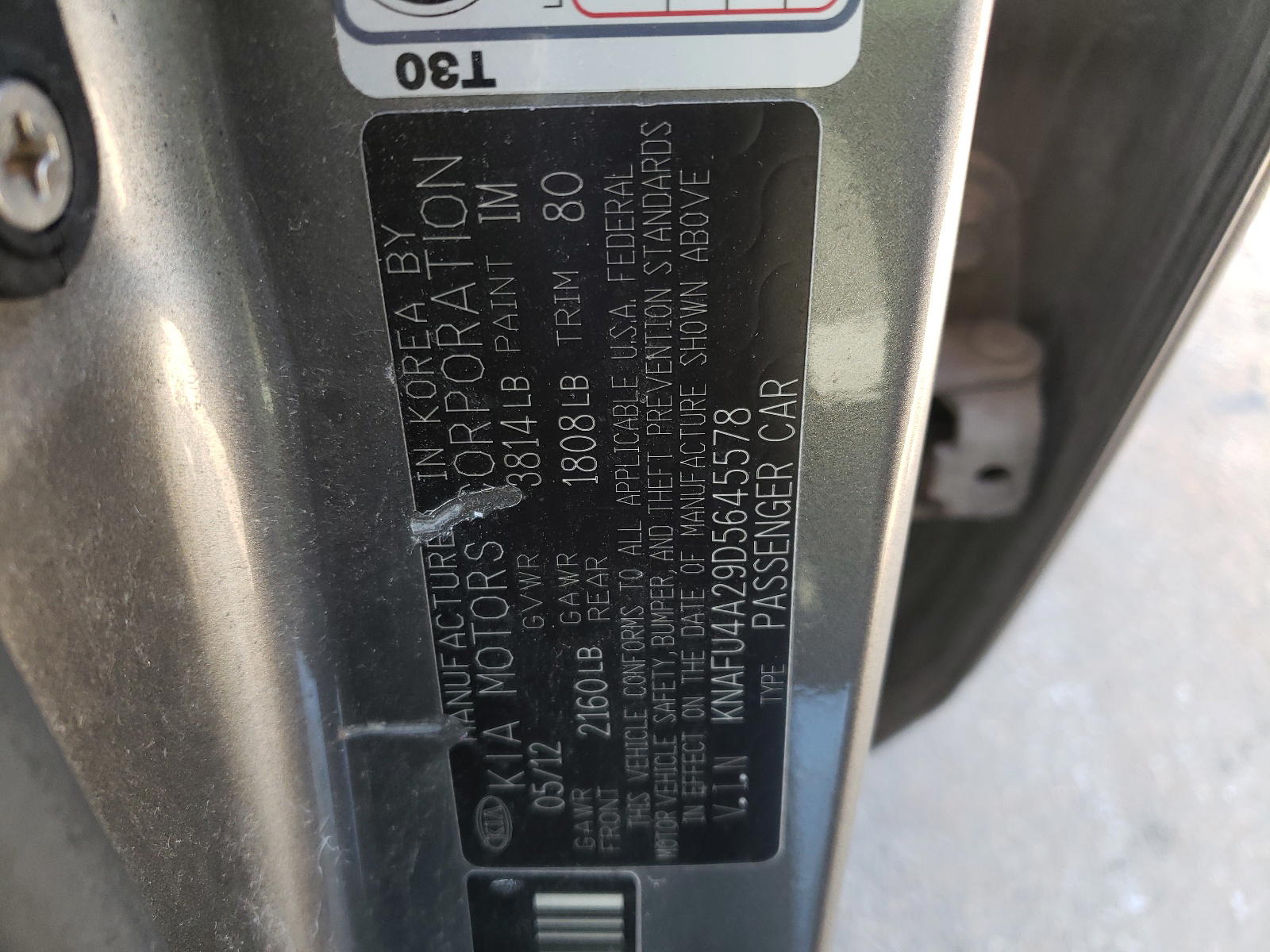 Photo 10 from auction – 2013 KIA FORTE EX with VIN KNAFU4A29D5645578